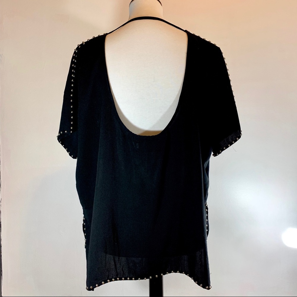 Black edgy studded blouse